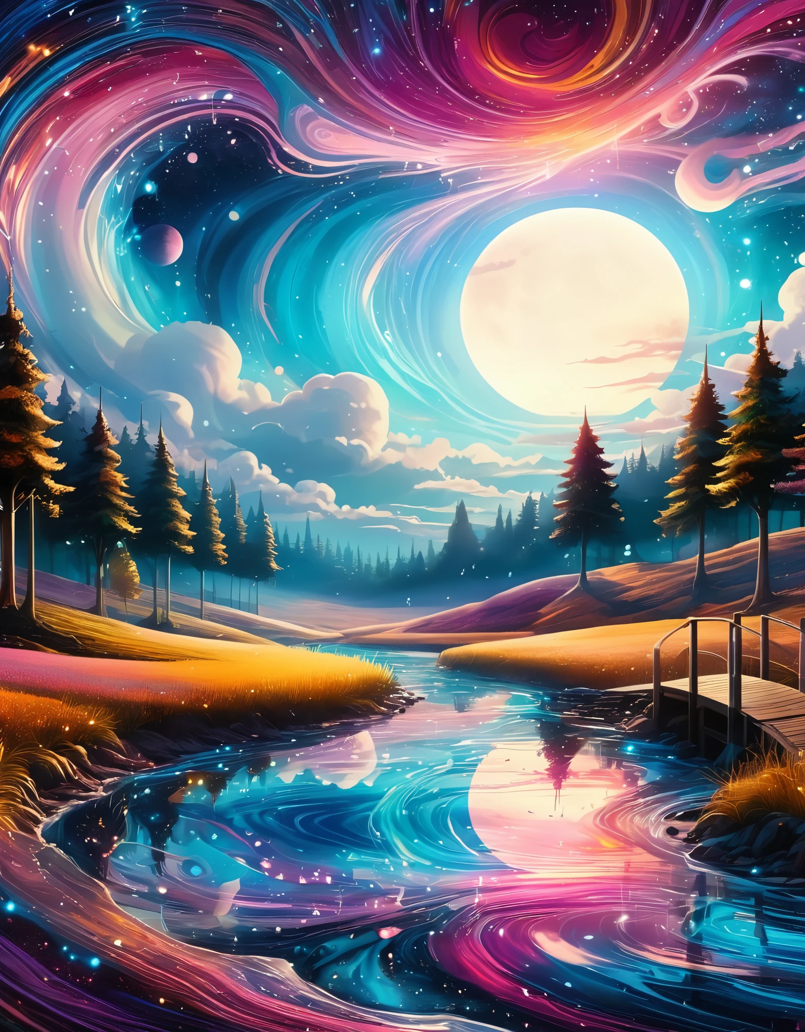 Plunge Buffy into a surreal dreamscape, where the digital interface transforms into a realm of abstract landscapes and supernatural entities, capturing the dreamlike essence of the series. Micro detailed, hyper realistic photo, vibrant colors, 16k