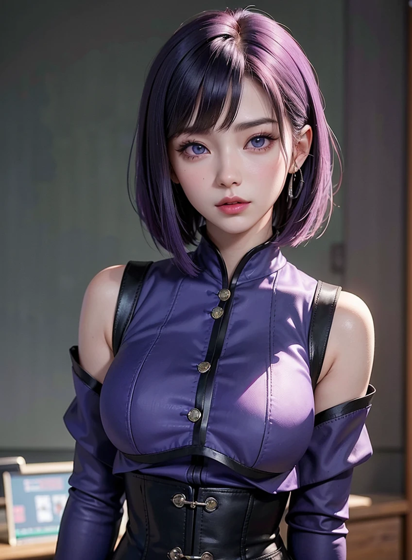 (masuter piece:1.3)、(8K、Photorealsitic、Raw photography、top-quality: 1.4)、(1girl in)、beautiful countenance、(Exposure)、(are visible)、(Ash-purple two-tone hair、short-hair:1.3)、(Busty Boobs)、Hoodie without front closure、((Sexy clothes))、Beanie、Wearing a knitted cute pom-pom hat、(Display hats on the screen)、realisticeyes、Beautiful details、(real looking skin)、Beautiful skins、absurderes、enticing、超A high resolution、A hyper-realistic、high-detail、the golden ratio