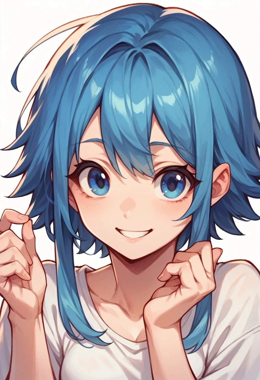 nsfw, naked girl, blue hair, blue eyes, 8k, nipples