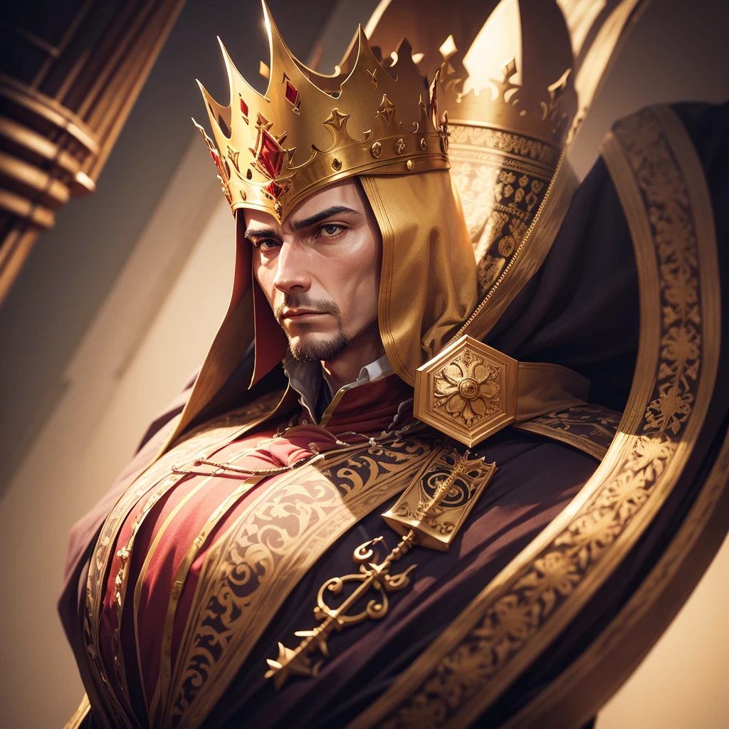 original, masterpiece, best quality, official art, painting, Salvador Dali as king, cinematic lighting, by