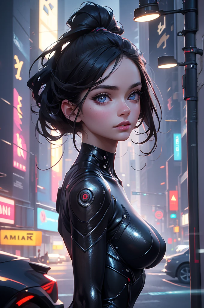 portrait Ariana Grande, wearing breasts alien costume, against the background of planet Earth, character portrait, 3 9 9 0 s, short hair, intricate, elegant, highly detailed, digital painting, artstation, concept art, smooth, sharp focus, illustration, art by wlop, charlie bowater and alexandra fomina, 36k