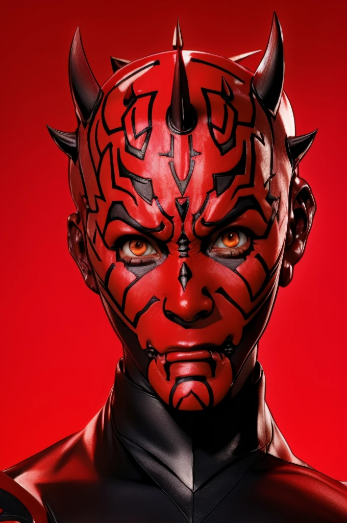 Alone, mecha Jessica Nigri AS darthmaul, ((flawless RED skin)) (Red:1.1),
