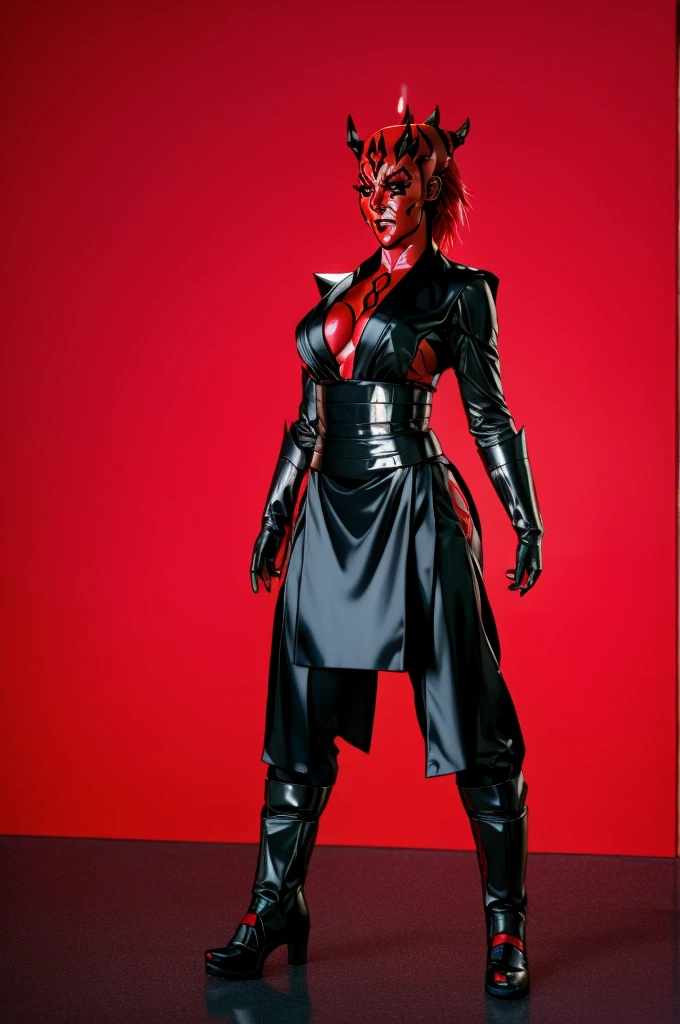 Alone, mecha Jessica Nigri AS darthmaul, ((flawless RED skin)) (Red:1.1),
