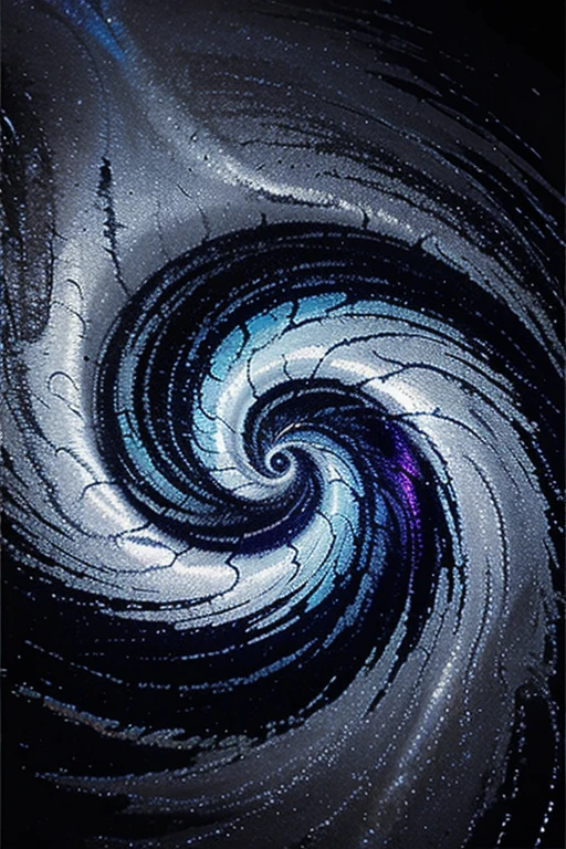 Iridescent blue swirl on silver