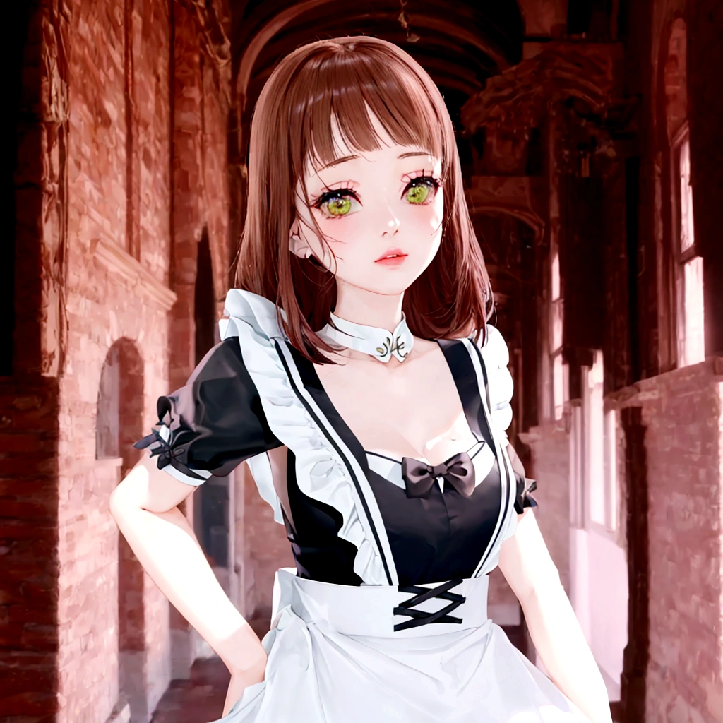 cool、anime character dressed in Maid outfit standing in a hallway, anime girl in a Maid costume, Maid outfit, Maid, gorgeous Maid, a Maid in a magical forest, Created by Anime Painter Studio, Realistic young anime girl, anime cat girl in a Maid costume, Anime-style 3D, Realistic Anime 3D Style, :14 80s anime style, Maid dress