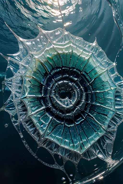 Iridescent Blue Swirl Green Diamonds on Watery Silver