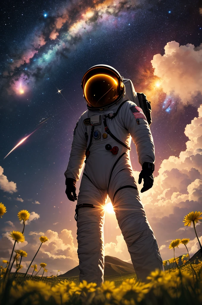 A captivating image of Lana Del Ray transformed into a futuristic space astronaut. She dons a sleek, silver astronaut suit with a transparent helmet, displaying her iconic hairstyle and makeup. Her hands are on the controls of a spaceship's console, with a vast, star-filled universe behind her. The overall ambiance of the image exudes a sense of wonder and exploration, blending the worlds of music and space travel.