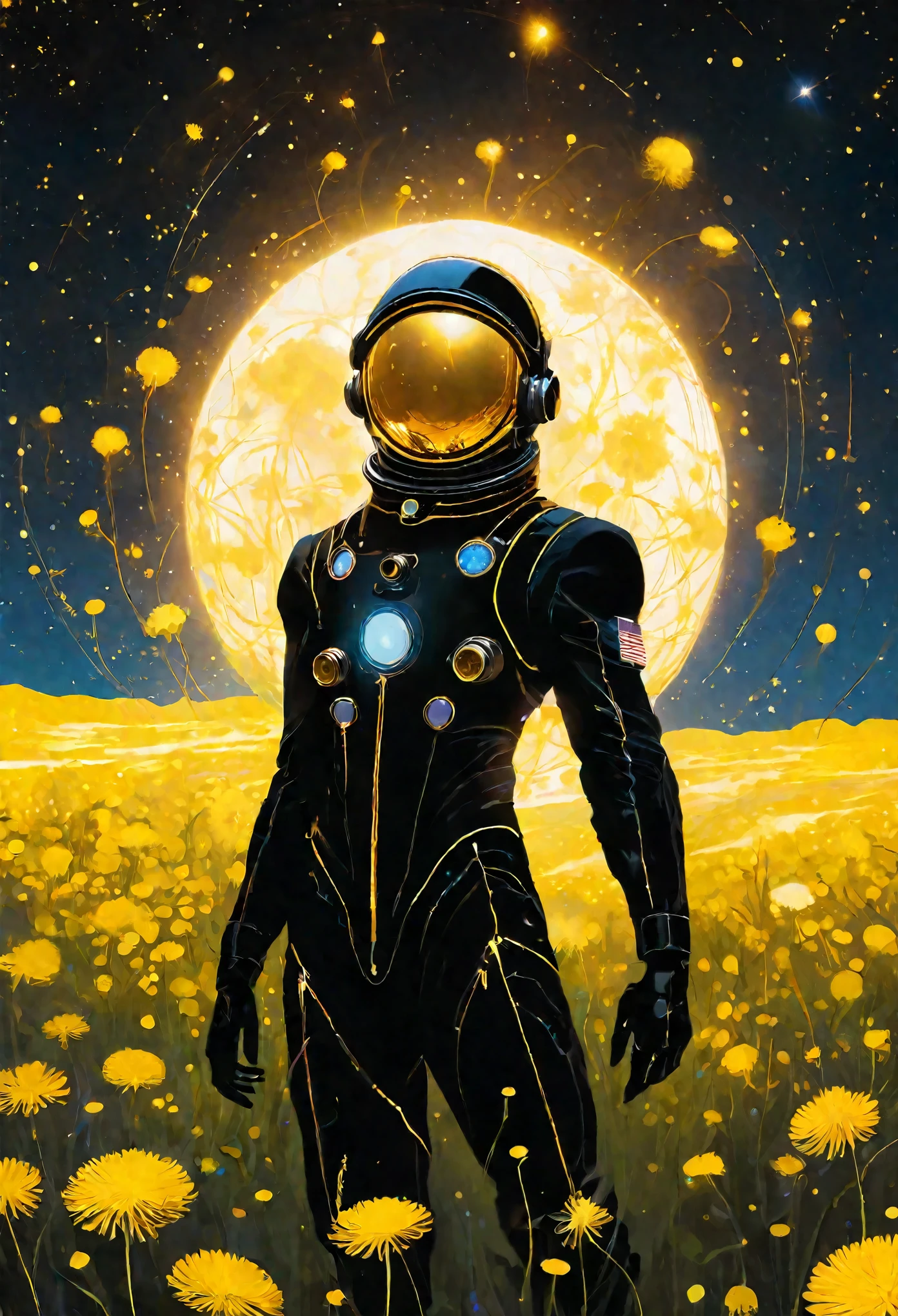 A captivating image of Lana Del Ray transformed into a futuristic space astronaut. She dons a sleek, silver astronaut suit with a transparent helmet, displaying her iconic hairstyle and makeup. Her hands are on the controls of a spaceship's console, with a vast, star-filled universe behind her. The overall ambiance of the image exudes a sense of wonder and exploration, blending the worlds of music and space travel.