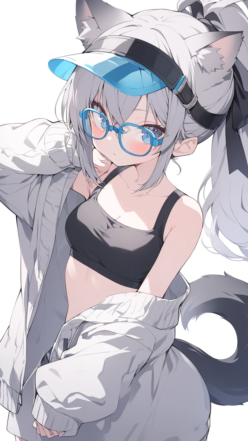 "(furry),(cute face),(ambient light),(ultra detailed fur),(volumetric light),(school uniform),(headphones),(glasses),(1 girl),(geek),(bob cut),(animal ears),(panda ears),(animal tails),(tail:1.1),(stockings:1.2), panties, taking top off, bra, 1 girl, solo