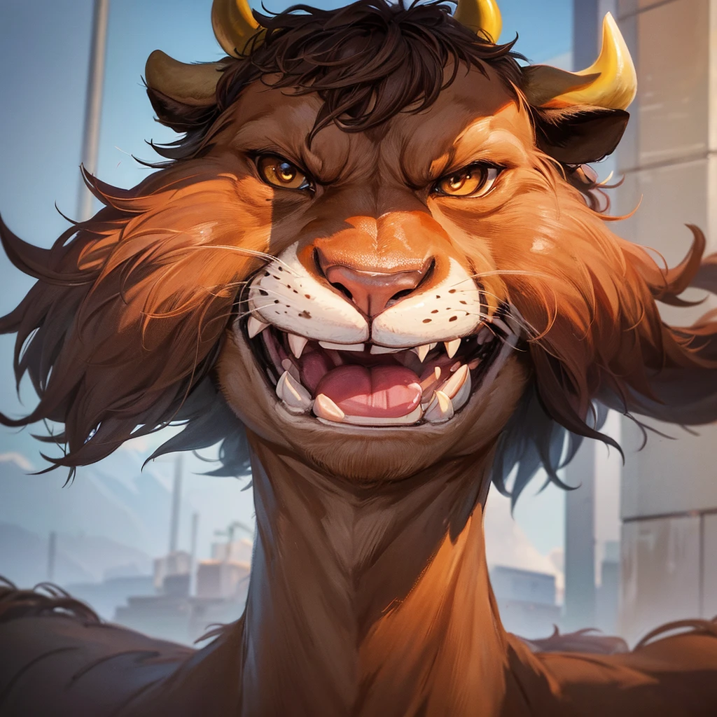A feral charr looking to viewer sitting,knot penis anatomy,seductive,thick legs,( knotted oral, knot on throath), hungry face, spreading legs, front view, realistic art, solo, (auto oral),super fluffy skin,oral penetration,balls deep,explicit art, (legs close-up,feral, art by snowskau, snowskau style), beautifull background, super beautifull detailed face, masterpiece, high quality, best quality