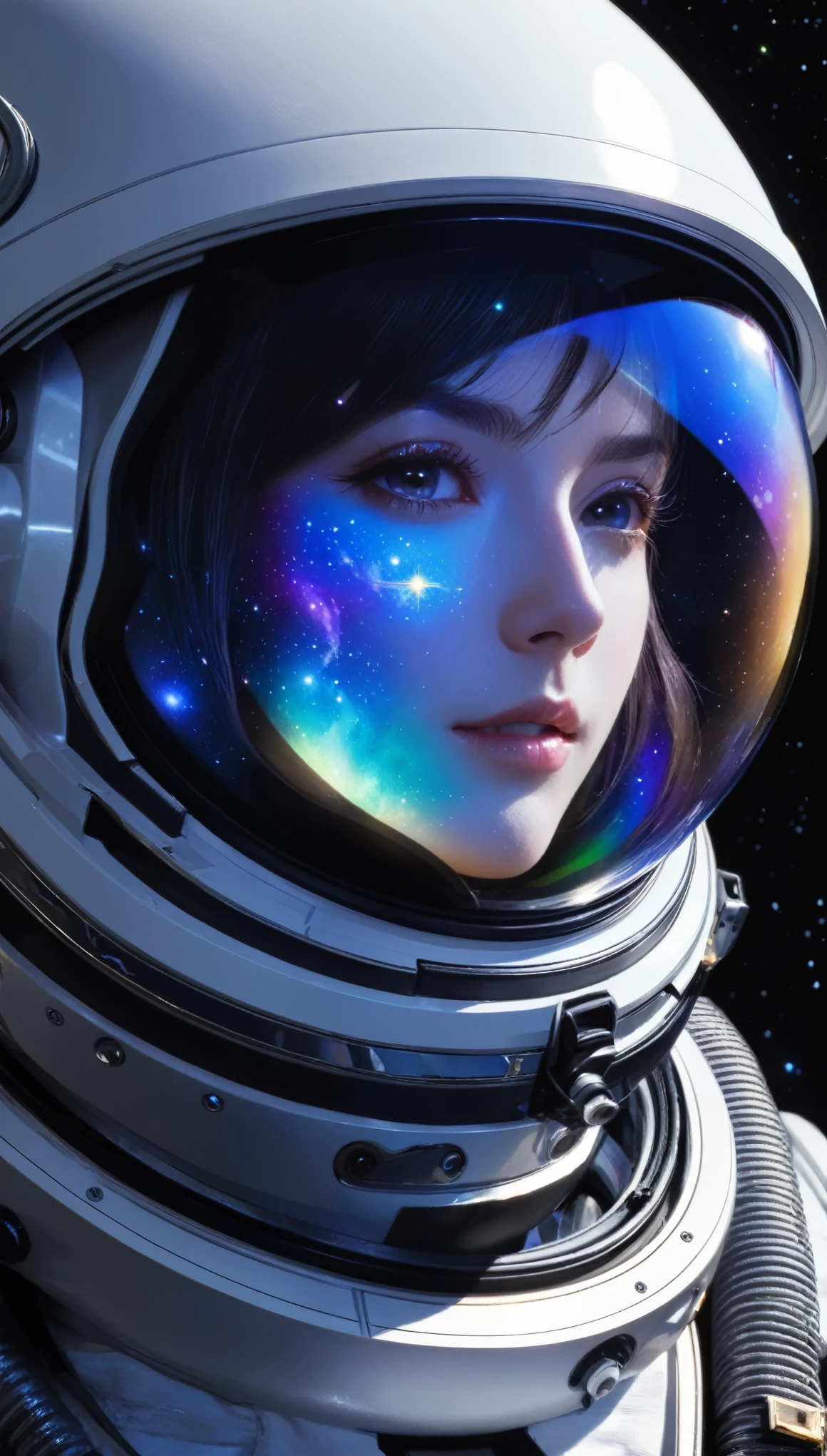 宇宙服のヘルメットにreflectionする宇宙の風景:1.4, Detailed spacesuit, Airtight space suit, ((reflection, Galaxy reflected in the helmet, reflectionで顔は見えない:1.4)), Face Close Up:1.3, Front view, Beautiful Galaxy, star々Shines, starの光, Deep Space, Dynamic Angle,  (Highest quality:1.24, Very detailed, Delicate and beautiful CG art, Detailed illustration, High Detail, masterpiece:1.2, Highest quality, Best aesthetics),