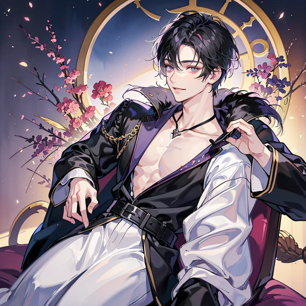 （undress）,Masterpiece，best quality，1 man，AS-Adult，has short black hair，พยายามที่จะnaked,shirt,Wear a strict business suit., Seminar、Handsome boy anime,Wear a strict business suit., Dark suit, Handsome anime poses in sexy poses, very handsome, naked, 25 years old, lewd, pornographic, In the mood, undress