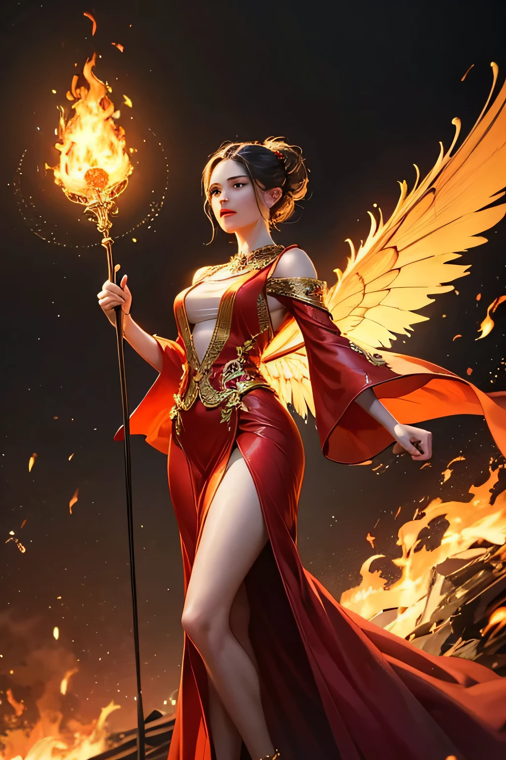 perfect face, perfect body, full body, perfect hand, good hand, good fingers, / colorful design , mythical, erotic, sunlight, glowing light,/ fatal seduction, erotic pose, look at far away ,/ big eyes, nice girl, red lips, light pink dress