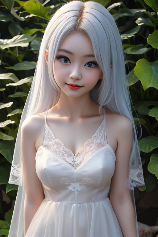 nsfw,8k,POV,((SUZU)),ultra-detailed,best quality, masterpiece, ultra high res, (realistic:1.4), RAW photo,looking at viewer,blue eyes:1.5,white hair:1.5,,flat chest,short stature:1.5,(((Cute face))),,pale skin,,輝く目:1.3,,(front angle:1.2),from bottom:1.6,,low angle full body shot,,(see-through lace dress),Taken from directly below,front view:1.7,Super detailed beautiful eyes,turn to face the front:1.8,show nipple:1.3,see-through