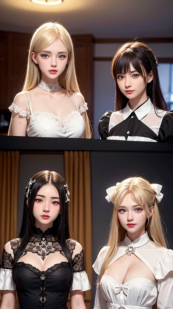 highest quality、4K quality、Man to attack、A blonde woman wearing a Chinese dress sitting、thin、Small face、16 years old、Man touching woman&#39;between legs