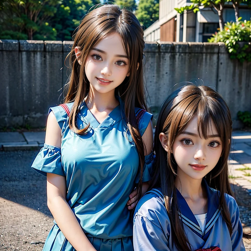 Best Quality, masutepiece, Ultra-detailed high resolution, 8K, Cute Japan teenage girl, Long black hair, Pink headband, petite and short body, Little girl looks like a 7-year-old, Baby face, Lori,