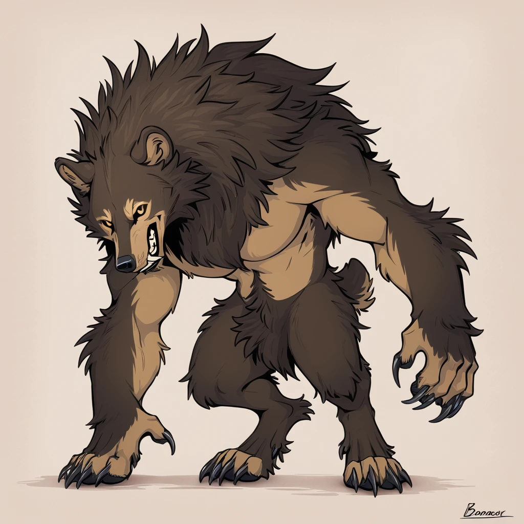 werewolf bear in biomorphic  art style