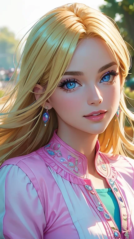 Estilo Pixar, foto de uma linda personagem supermodelo mulher brasileira deslumbrante, olhos de mel, longos cabelos castanhos claros e ventosos, virando o cabelo, closeup ampliado em retrato de corte apertado, caminhando por um (fugitivo em uma cena de desfile de moda pessoas:1.2) vestindo um (fluttering floral evening dress:1.3) (expensive clutch bag in your hand:1.3) (Lighting - gold:1.2) Detalhes do plano de fundo dos objetos de primeiro plano (master part:1.2) (fotorrealista:1.2) (Bokeh:1.2) (best quality) (color grading) (pele detalhada:1.3) (intrincado) (8k) (HDR) (Cinematic lighting:1.3) (foco nítido), messy windy hair, bonito grandes olhos circulares reflexivos, pixar rendering, unreal engine cinematic smooth, detalhes intrincados