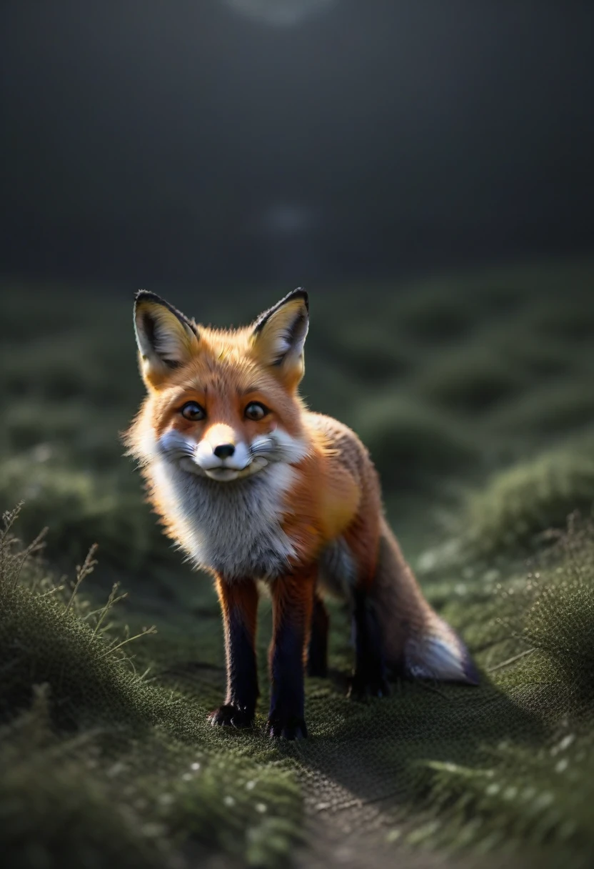 A dark fox, undead, nature landscape, HD