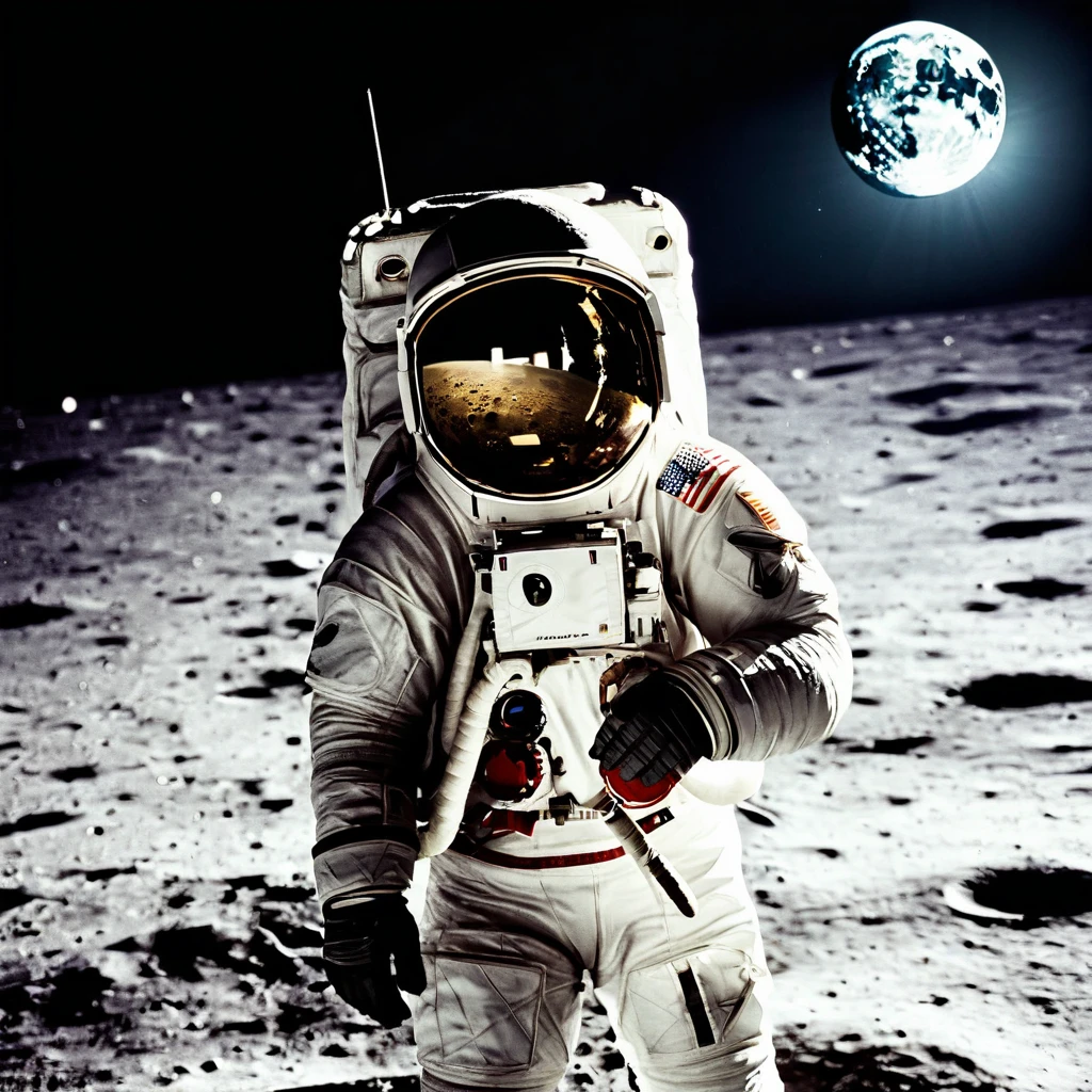 ((Top Quality)),((Masterpiece)), focused, Astronaut, on the moon