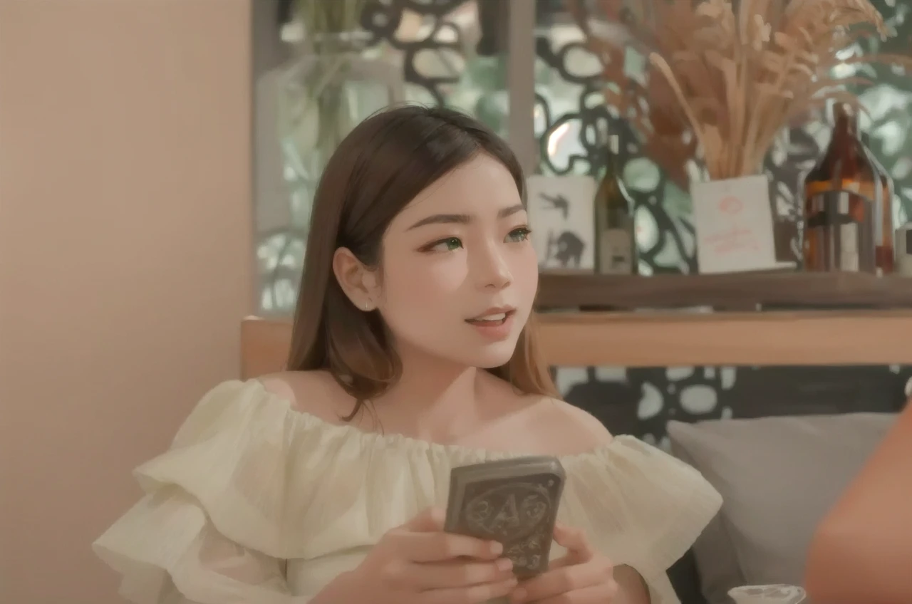 Asian-Less, (absurdres, highres, ultra detailed), female , Senior, Slim, Sub-Saharan African, Dark green eyes, , Dark Brown Asymmetrical haircut hair, Laugh, Transcribing ancient runes onto sacred surfaces, charging them with magic, wearing Mystical Radiance and Vivify,Flicker and Aura,Conjuring and Charmed and Arcane Crystals,Iron Celestial Culottes, Sorceress Caplets , Espadrilles, , and andSling Bag Resonate (Gaseous,Emerald ,Perpetuity,spring bloom,Brownian motion,Diffusion,Convection magic:1.3), Astral Projection, Palms facing outward, projecting astral form, Everglow, nice hands, perfect hands, Dramatic lighting, elegant, narrow depth of field