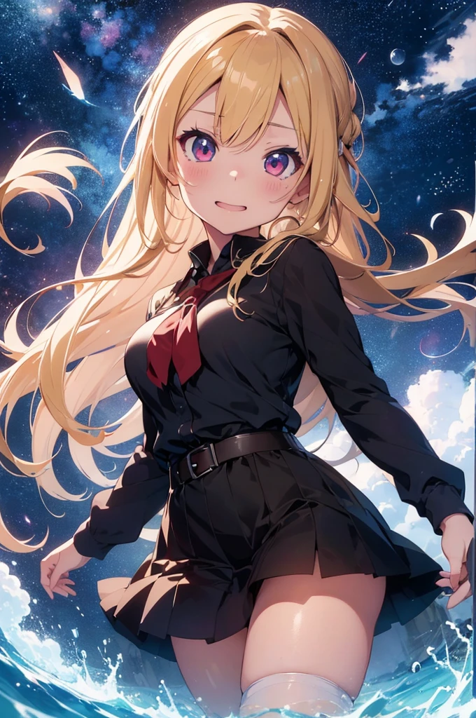 red blush、Wavy blonde hair、red eyes、Beautiful girl alone、huge tit、Expose your breasts、animesque、独奏、lonely、Vampire、a moon、natta、masterpiece, super fine illustration, best quality, light particles, ultra-detailed, 8K wallpaper, (bright colors:1.2), solo, (a girl), small breasts, (black long hair), straight hair, shiny hair, shiny skin, delicate linestailed face, (hairband, school uniform, bottomless), nipples, loafer, sox, orgasm face, extremely beautiful blue eyes, shiny eyes, closed eyes, arched back, orgasm face, O-face, blush cheeks, arched back, under boob, (vaginal penis), (a man), hetero, (lying on back), (girl spread legs:1.4), (intense Sex:1.7), (cum out:1.2), nsfw, classroom