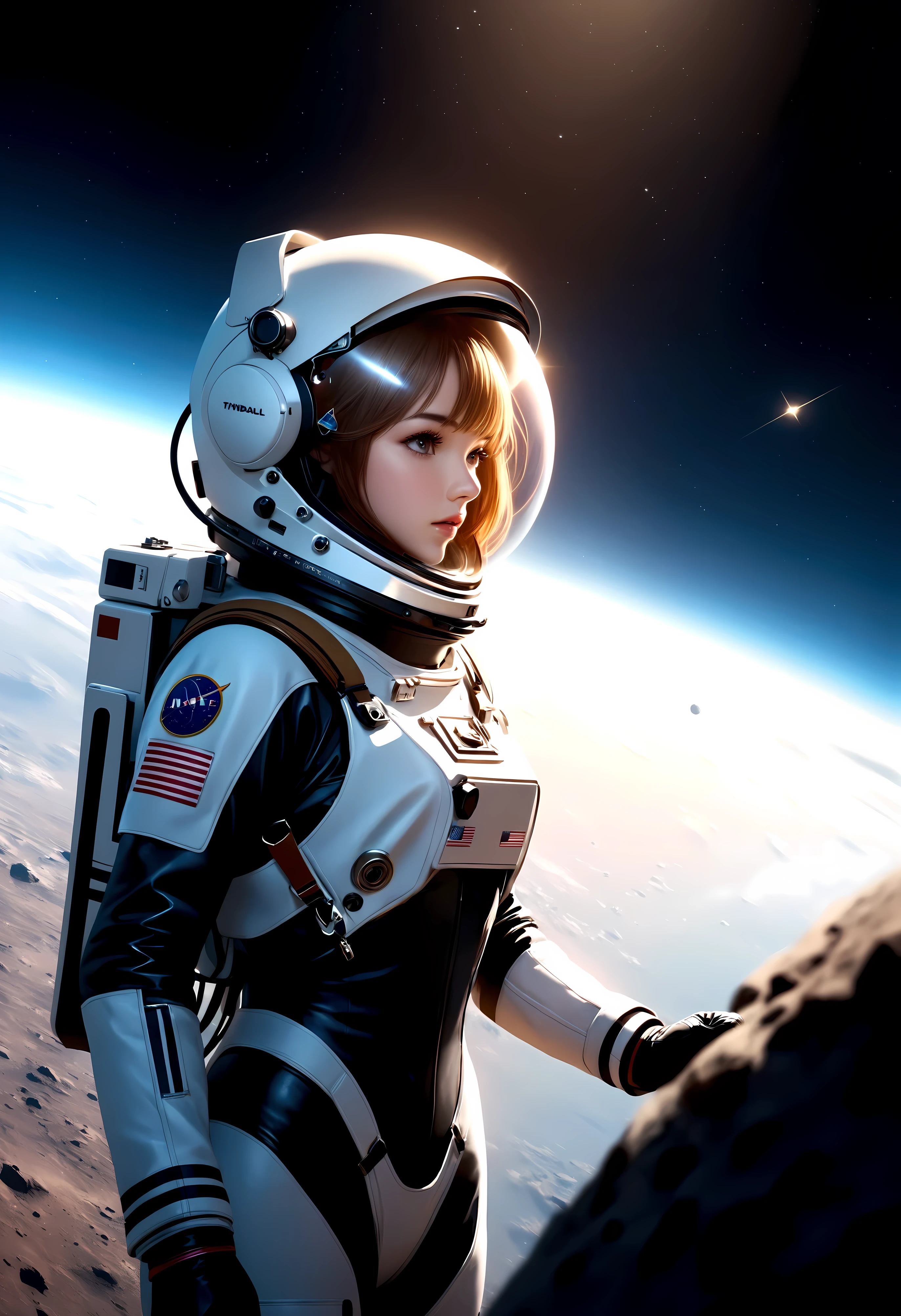 ((Masterpiece in maximum 16K resolution):1.6),((soft_color_photograpy:)1.5), ((Ultra-Detailed):1.4),((Movie-like still images and dynamic angles):1.3), ((motion blur):1.1) | (Cinematic view photo of a speeding astronaut rover), ((Female astronaut ):1.1), (alien planet), (cinematic lens), ((tyndall effect):1.1), (star light), (smoke), (astronaut rover), ((backview):1.2), (Night at alien planet), (sense of speed), (shimmer), (visual experience), (Realism), (Realistic), award-winning graphics, dark shot, film grain, extremely detailed, Digital Art, rtx, Unreal Engine, scene concept anti glare effect, All captured with sharp focus. | Rendered in ultra-high definition with UHD and retina quality, this masterpiece ensures anatomical correctness and textured skin with super detail. With a focus on high quality and accuracy, this award-winning portrayal captures every nuance in stunning 16k resolution, immersing viewers in its lifelike depiction. Avoid extreme angles or exaggerated expressions to maintain realism. | ((perfect_composition, perfect_design, perfect_layout, perfect_detail, ultra_detailed)), ((enhance_all, fix_everything)), More Detail, Enhance.
