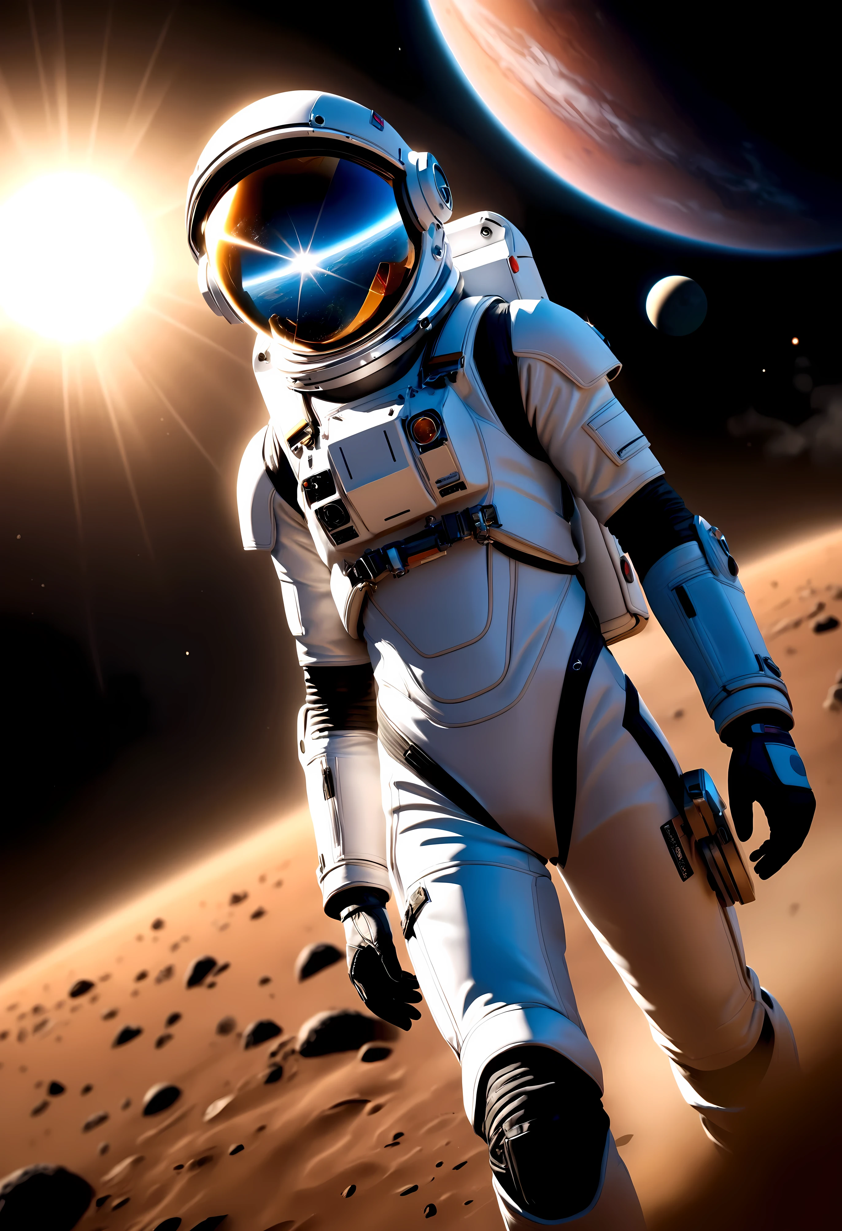 ((Masterpiece in maximum 16K resolution):1.6),((soft_color_photograpy:)1.5), ((Ultra-Detailed):1.4),((Movie-like still images and dynamic angles):1.3), ((motion blur):1.1) | (Cinematic view photo of a speeding astronaut rover), ((Female astronaut ):1.1), (alien planet), (cinematic lens), ((tyndall effect):1.1), (star light), (smoke), (astronaut rover), ((backview):1.2), (Night at alien planet), (sense of speed), (shimmer), (visual experience), (Realism), (Realistic), award-winning graphics, dark shot, film grain, extremely detailed, Digital Art, rtx, Unreal Engine, scene concept anti glare effect, All captured with sharp focus. | Rendered in ultra-high definition with UHD and retina quality, this masterpiece ensures anatomical correctness and textured skin with super detail. With a focus on high quality and accuracy, this award-winning portrayal captures every nuance in stunning 16k resolution, immersing viewers in its lifelike depiction. Avoid extreme angles or exaggerated expressions to maintain realism. | ((perfect_composition, perfect_design, perfect_layout, perfect_detail, ultra_detailed)), ((enhance_all, fix_everything)), More Detail, Enhance.
