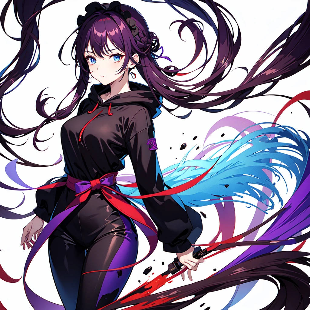 Mature face,tall, Wearing black tights,Blue Eyes,Dressed in maid uniform ,Updo, Wearing a hoodie, He wore black trousers, whole body黒の服, The skin is hidden　and (Ink blotches:1.1), (pale:1.2),(purple:1.2),(Red/Black:1.2), I was wearing long pants,cool,Dressed in a black robe, Toned body, Wine red hair, one big woman, Nervous,Cowboy Shot, sketch (Character design sheet, same characters, whole body, Three-View, front, ~ ~ ~ side, return),(Very bright:1.1), White Background, [1 Girl:7], (Tilt your head:1.2), ([sketch|watercolor \(Moderate\)]:1.15),Chaotic Abstract Background, Vector Trace, Gradient Blending, Bright colors, that&#39;wonderful, Very detailed, Complex, (Very low contrast:1.4)