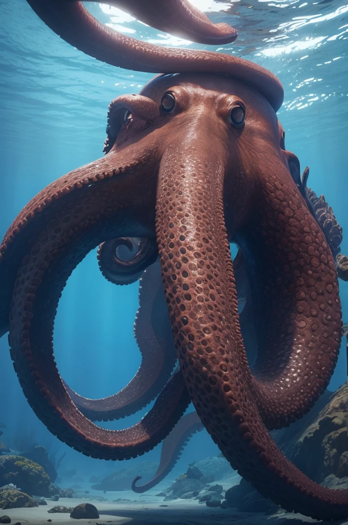 Lusca:1.4 cryptid, <lora:sai_tentout_v3:0.7> tentout, no_humans, horror, sea_monster, colossal giant_octopus, Caribbean folklore, lurking in Bahamas blue_hole