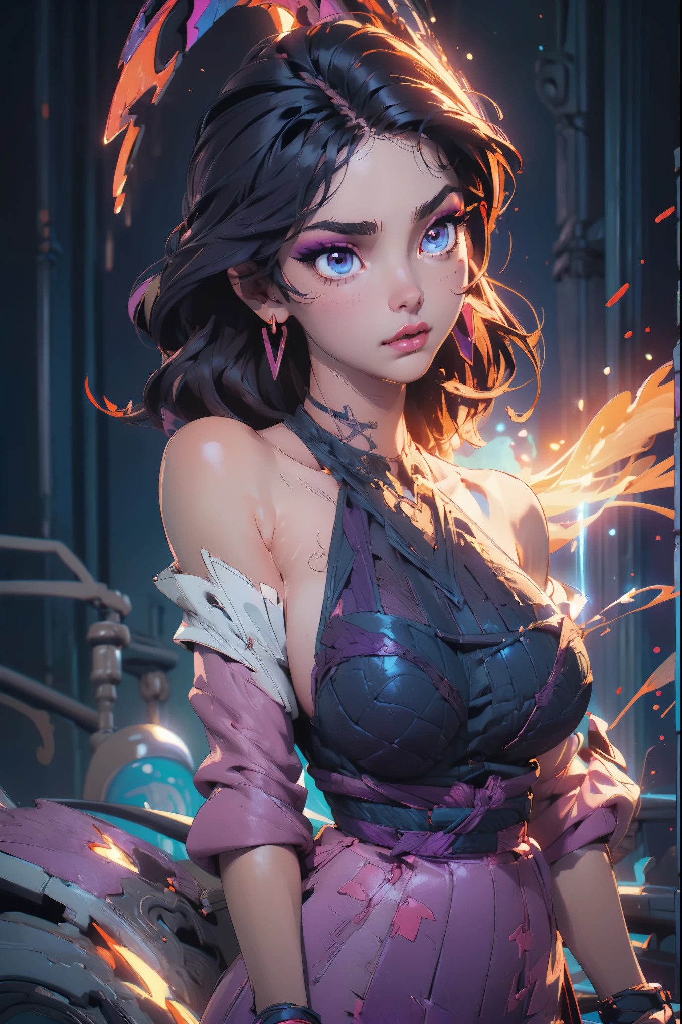 ((Best quality)), ((masterpiece)), (detailed:1.4), 。.。.。.。.。.3d, Beautiful cyberpunk female character,nffsw(High Dynamic Range), Ray Tracing,nvidia RTX,Super Resolution,Unreal 5,Subsurface scattering,PBR Textures,Post-Processing,Anisotropic filtering,Depth of Field,Maximum clarity and sharp multi-layered textures, Albedo and Specular Maps,Surface Shading,Mitsu - Accurate simulation of material interactions,Perfect proportion,Octane Rendering,Two-color light,Large aperture,Low ISO,White Balance,Three rules 、8K raw data、,Growth、Full of happy smiles、、、、Wheezing face、Lack、After the attack、Tattered Bridal Outfit、Sweating all over、Excited facial expressions,huge , Crazy breast swelling, Chest larger than shoulder blades, Big breasts and thin waist,(huge breasts:1.2),Hydrated skin((rogue))((非常huge乳房)),((Grooves reveal original skin))