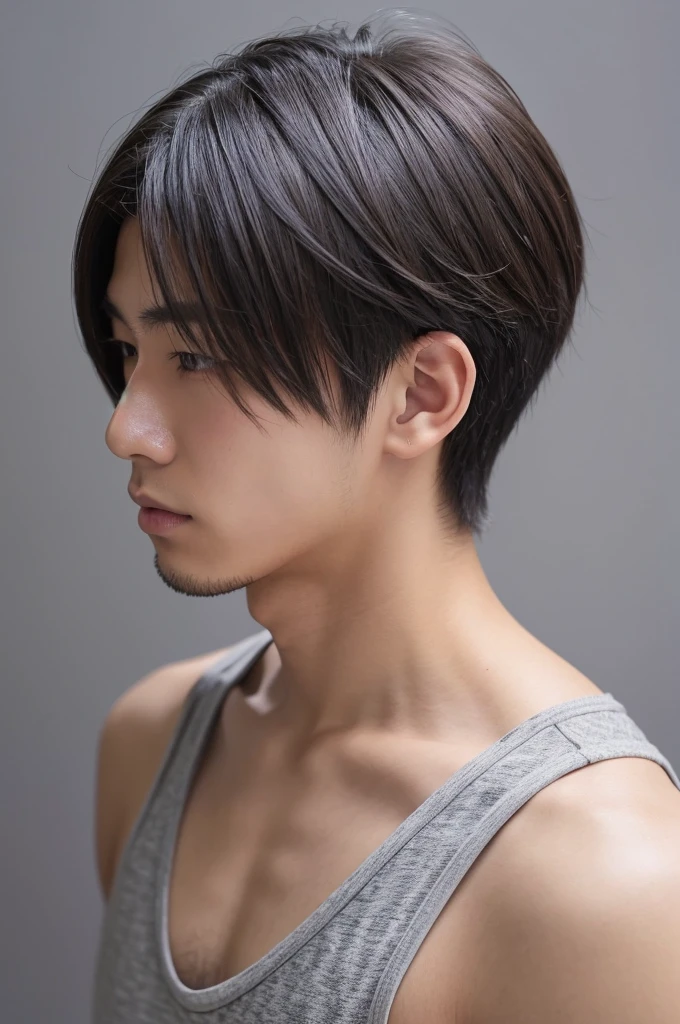 18-year-old boy, Completely naked ,Black Hair, Thin、Beautiful Boy、Japanese、Dark Eyes、whole body、Back view、Butt、turn around、Short Hair、Short cut、male