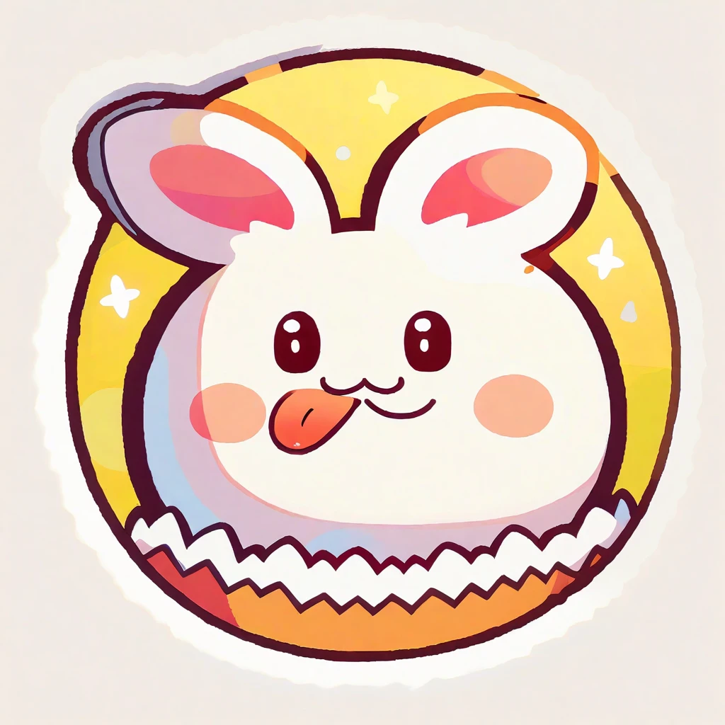 face close up illustration of anthropomorphic fat Cheshire cat for a sticker with white background, in bold outline style, jagged edges,(sticking out tongue:1.5),(),(happy smile:1.5),(playful:1.2), soft lighting, 