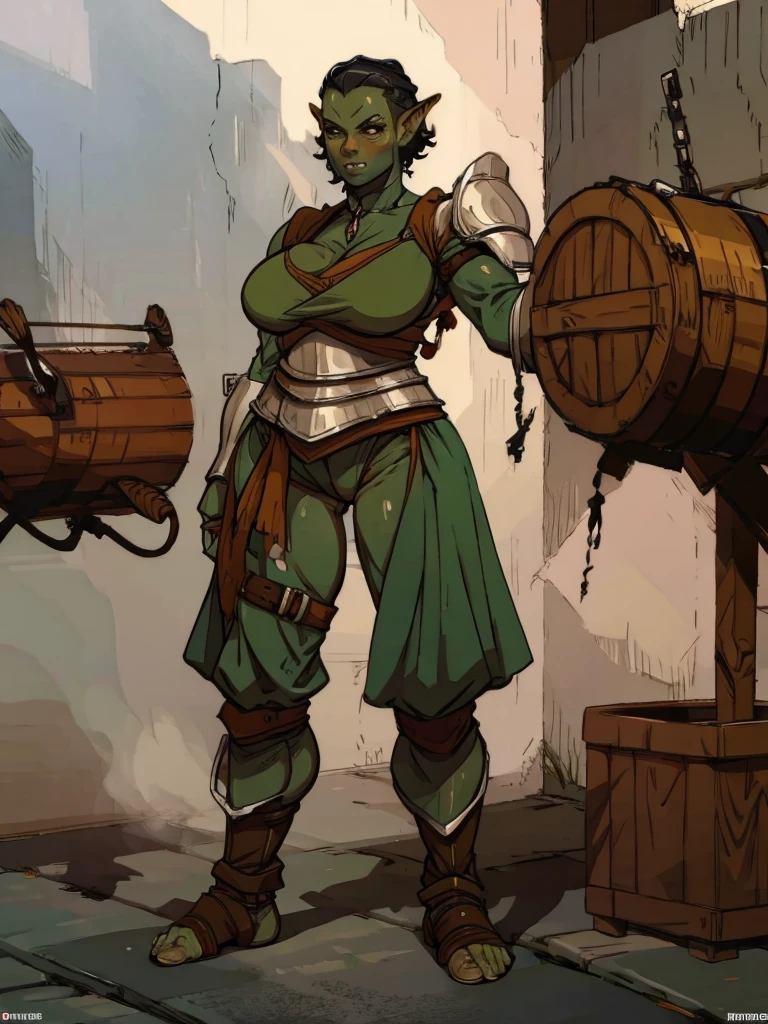 Goblin, mature female, warrior outfit, full body image