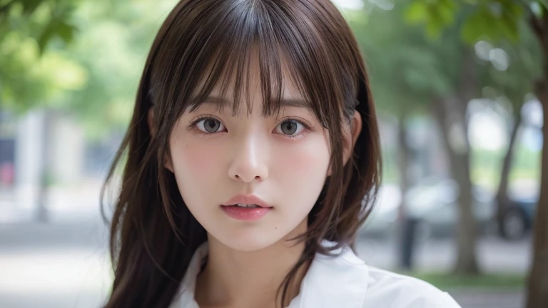 (Long Hair, bangs:1.2),(Wearing school uniform:1.2),1 girl,Japanese,21 years old,(Small breasts:1.3),(Highest quality,masterpiece:1.3,超A high resolution,),(Ultra-detailed,Caustics),(Photorealistic:1.4,RAW shooting,)Ultra-Realistic Capture,Very detailed,High resolution 16K human skin close-up。 Natural skin texture、,Pores、、It needs to be detailed enough to be easily identifiable。 Skin should be even-toned and healthy looking。 Use natural light and colour, Sad expression, Looking at the camera, Perfect dynamic composition, Outdoor