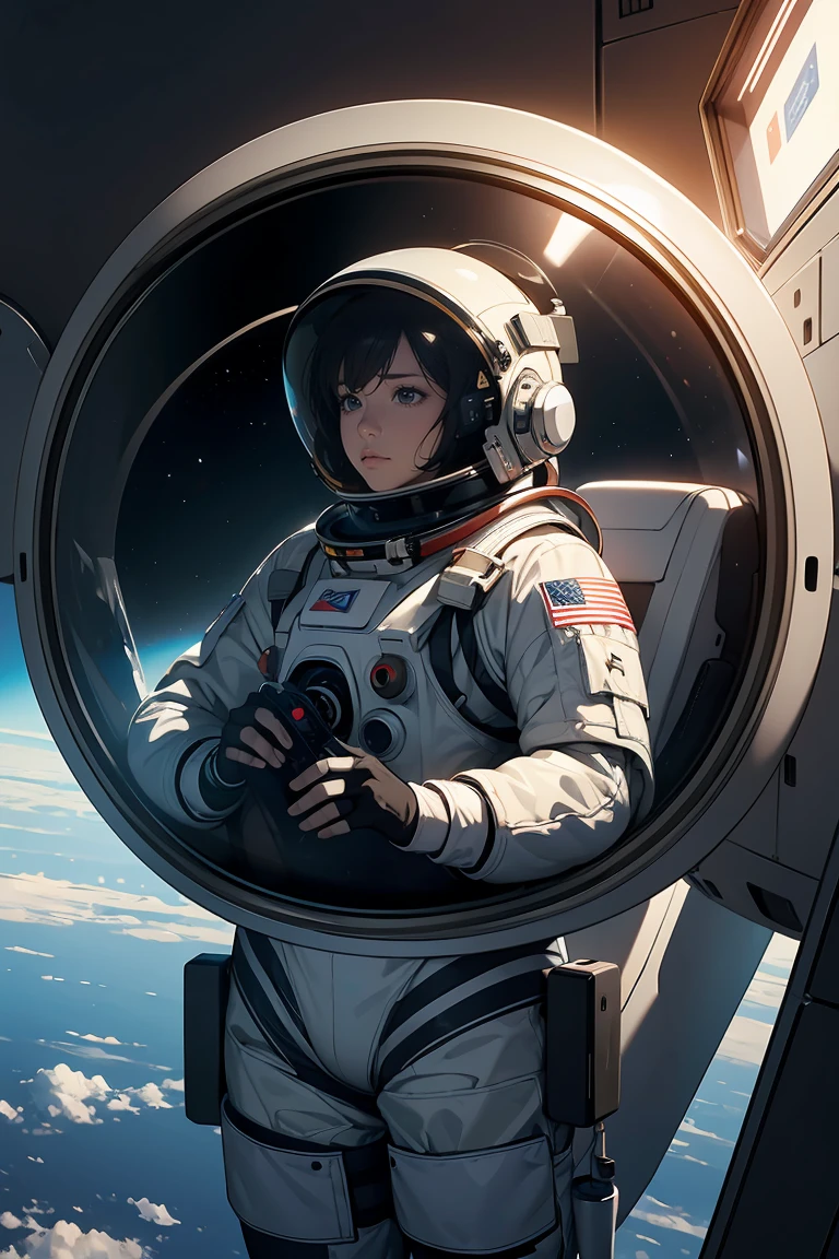 (masterpiece,top quality,high quality)), ((8K wallpaper unified with high definition CG)), Astronaut standing on the moon, portrait of an astronaut, astronaut portrait, futuristic astronaut, astronaut lost in liminal space, astronaut, detailed astronaut, helmet showing girl playing in park, portrait of astronaut, astronaut, children reflected in helmet, modern helmet and space suit, Glass space helmet, astronaut, astronaut, 