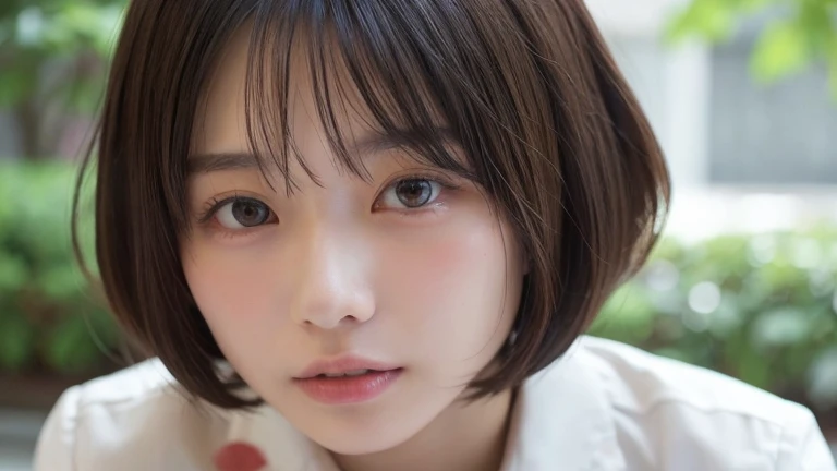 (Bob Cut Hair:1.2),(Wear a blazer:1.2),1 girl,Japanese,21 years old,(Small breasts:1.3),(Highest quality,masterpiece:1.3,超A high resolution,),(Ultra-detailed,Caustics),(Photorealistic:1.4,RAW shooting,)Ultra-Realistic Capture,Very detailed,High resolution 16K human skin close-up。 Natural skin texture、,Pores、、It needs to be detailed enough to be easily identifiable。 Skin should be even-toned and healthy looking。 Use natural light and colour, Sad expression, Looking at the camera, Perfect dynamic composition, Outdoor