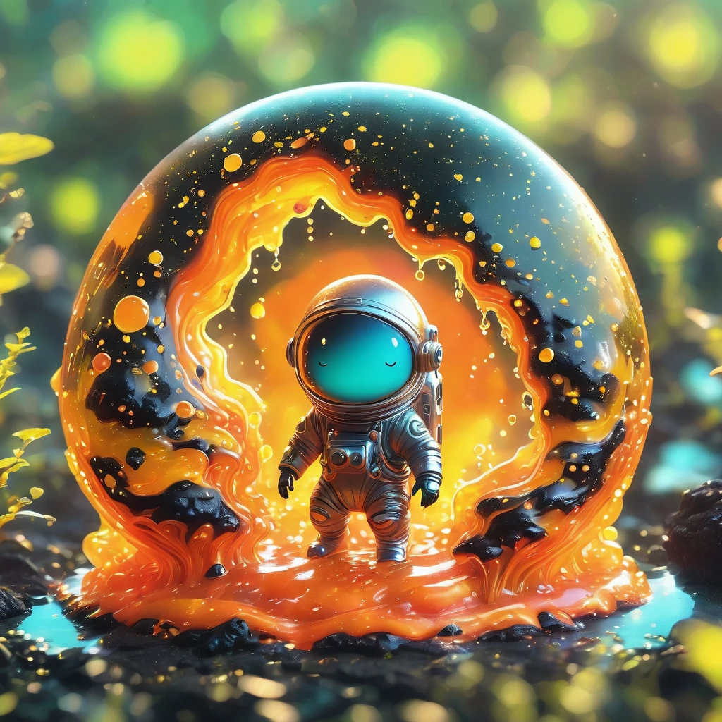 best quality, very good, 1.60,000, ridiculous, Extremely detailed, Cute slime astronaut，Made of translucent boiling lava, Background Alien World ((A masterpiece full of fantasy elements))), ((Best quality)), ((Intricate details)) (8K), ((best quality)), ((Intricate details)) (8K)