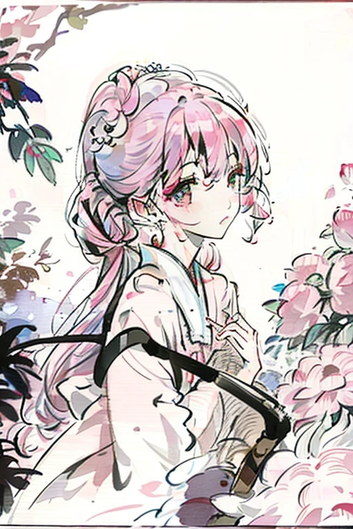 Pink Hair Girl，peony