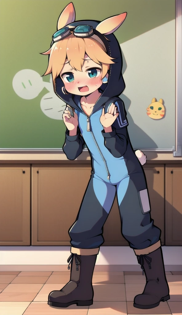 tennis girl in tight mini virgin killer sweater, rear butt anus, showing her anus, on her knees, wearing oven mittens tucked in pockets, blindfold
