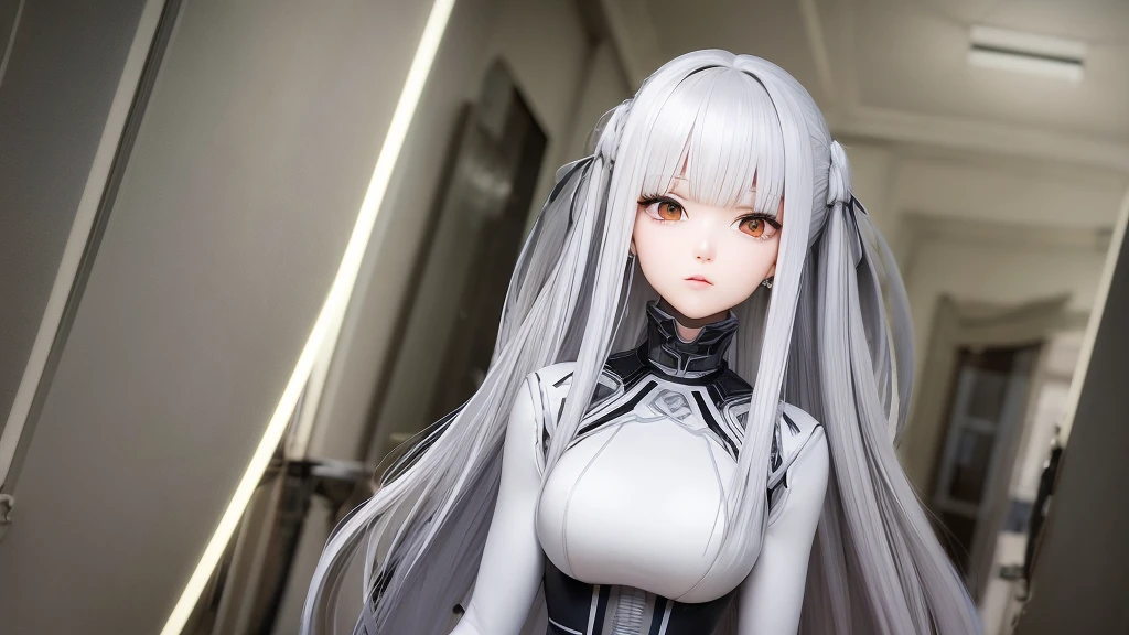 White hair, black clothes, golden eyes, superb masterpiece, upper body, looking up
