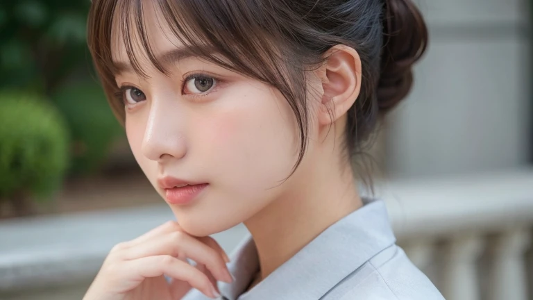 (Hairstyle: Ponytail:1.2),(Wear a cardigan over a collared shirt:1.2),1 girl,Japanese,21 years old,(Small breasts:1.3),(Highest quality,masterpiece:1.3,超A high resolution,),(Ultra-detailed,Caustics),(Photorealistic:1.4,RAW shooting,)Ultra-Realistic Capture,Very detailed,High resolution 16K human skin close-up。 Natural skin texture、,Pores、、It needs to be detailed enough to be easily identifiable。 Skin should be even-toned and healthy looking。 Use natural light and colour, Sad expression, Looking at the camera, Perfect dynamic composition, Outdoor