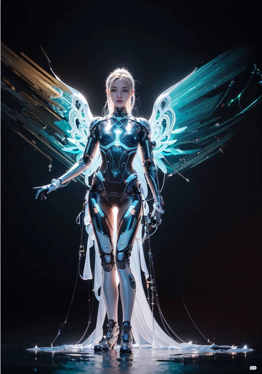 (A winged warrior who has swam through rivers of lightning),fotorrealista:1.37,Altas Resoluciones,vivid colors,Bokeh,Renderizado 3D,foco nítido,Ultra detallado,Studio lighting,guerrero,fierce expression,armadura,plumaje,Alas poderosas,lightning bolts,aurora boreal,cielo tormentoso,Superficies reflectantes,ethereal glow,mytical creature,salpicaduras de agua,dynamic pose,espada,Ruinas antiguas.