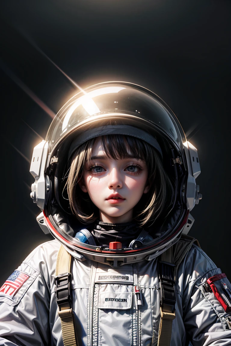 There is a close-up of a doll in a spacesuit, Rendu portrait 8k, Portrait anime space cadet little girl, pouty look :: rendering by octane, 8 k cg render, portrait of an ai astronaut, girl in space, 3 D rendering character art 8 K, Soft portrait shot 8 K, Unreal Engine 5, 3 d render 8 k shoot,