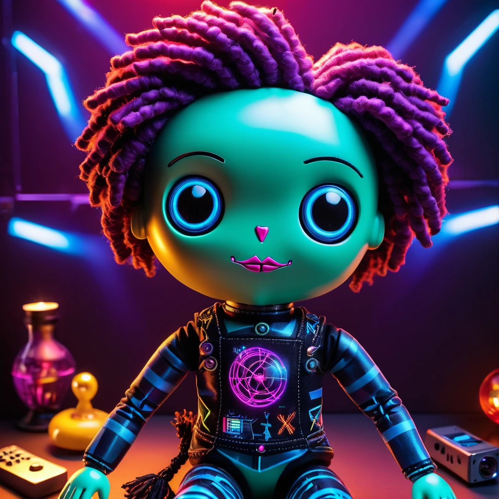 (knitted toy voodoo doll:1.5), (Voodoo at Laser Tag Arena:1.3), (Clothing: combat attire:1.0), (Accessories: laser gun, sensor vest:1.1), (background: dark arena with floating targets, glowing barriers, and excited players:1.2), best quality, masterpiece, detailed soft oil painting, detailed background, dramatic cinematic lighting, soft edge lighting, professional, dramatic lighting, hard edge lighting, ultra quality, 4k, masterpiece, best quality, 8k, ultra high definition, high resolution, extremely detailed
