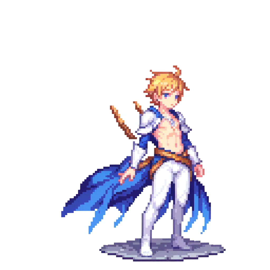 masterpiece , best quality , pixel art , 1 boy , fantasy clothes , full body , white background