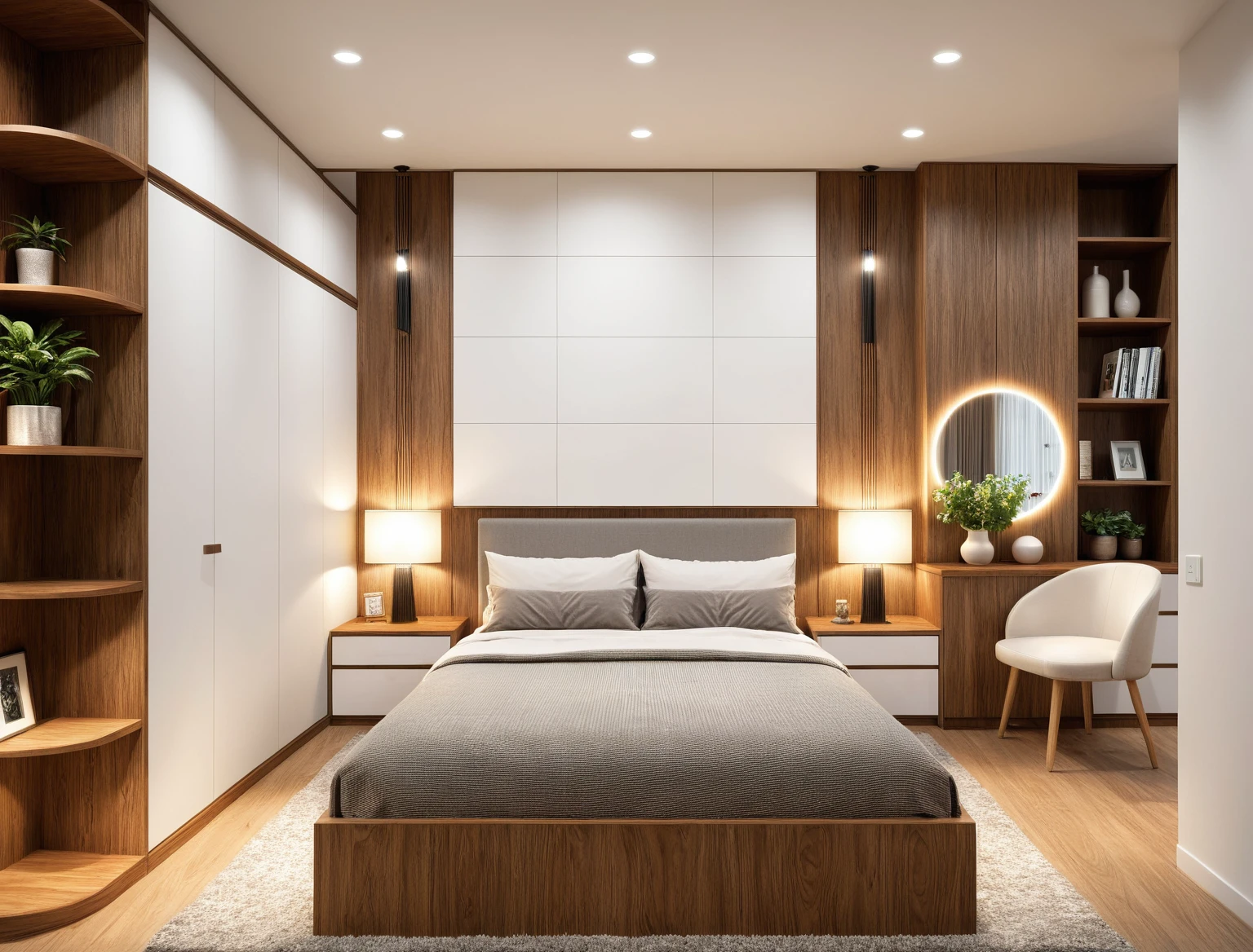 Interior Design, (modern interior space), (modern furniture design), (space that realistically describes the modern interior of a townhouse), (soft warm led light), (circle spotlight), (indoor), (neutral white tone color), (white wall), (An Cuong Wooden Furniture minimalist Style), (An Cuong wood with MDF surface glued with melamine coating), (architectural design visualization), (reflection), (focus on object), (material normal bump real reflection), (multi-level reflection), (chao vantage software visualization render),(((Best Quality))), ((Masterpiece)), ((best illustration)), ((best shadows)), (( Super Detail)), (Intricate lines), (Photorealism),(hyper detail), ((archdaily)), ((award winning design)), (dynamic light), ((spotlight)), (perfect light), ( shimering light), ((photorealistic)), ((intricate detail)), ((extreme detail)), ((crazy detail)), ((octane render)), ((trending on artstation)), ((High- fidelity)), ((Viwvid)), ((Crisp)), ((Bright)), ((Stunning)), ((Eye-catching)), ((High-quality)),((Sharp)), ((day sun environment)), ((Illuminating)), ((Flawless)), ((High-quality)),((Sharp edge render)), ((medium soft lighting)), ((photographic render)) , ((detailed archviz)), ((reality environment))