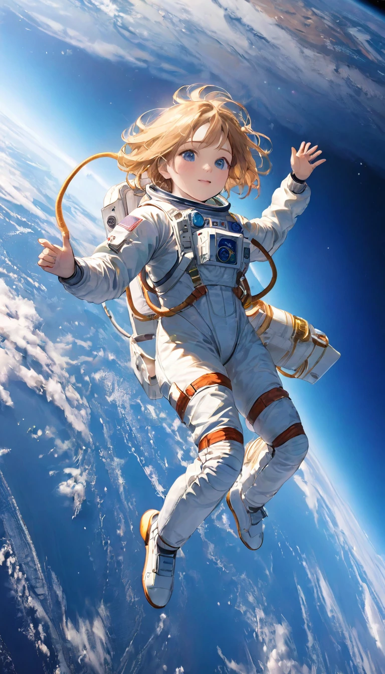 Highest quality、masterpiece、High resolution、RAW Photos、BREAK、Perfect Anatomy、One Girl、Sexy spacesuit、 Skin-tight astronaut suits、Zero Gravity Swimming、universe space、Detailed depiction of the Earth、Blue Earth、Beautiful Earth、Typhoon clouds、Eye of the Typhoon、