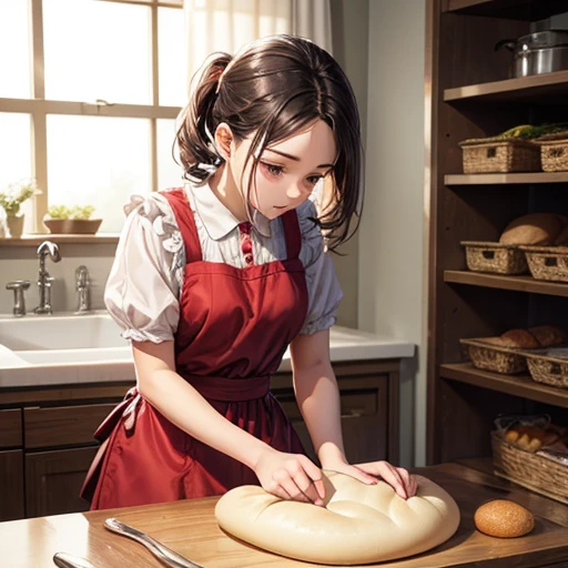 Highest quality, masterpiece, Ultra-high resolution, strawberry,woman making cake