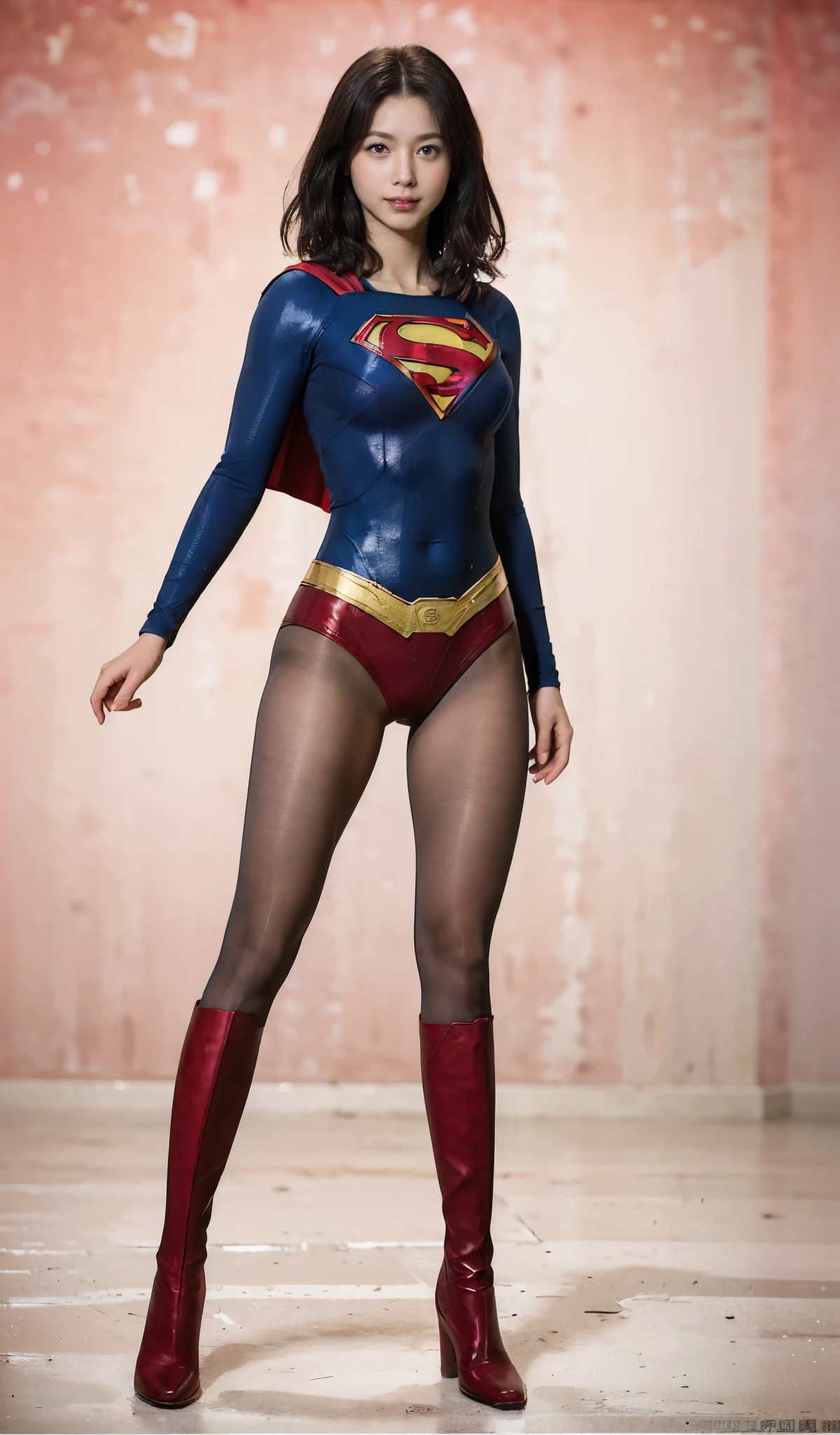 No background、(((Sweating profusely))).(((Beautiful legs in black tights.)))、(((Legally express the beauty of your smile)))、((((Make the most of your original images)))、(((体にぴったりフィットするSupergirl Costume)))、(((Supergirl Costume)))、(((short and beautiful hair)))、(((suffering)))、(((Please wear black tights....、Wear red boots)))、((Best image quality、8K))、((Highest quality、8K、masterpiece:1.3))、(((Preserve background )))、Sharp focus:1.2、Beautiful woman with perfect figure:1.4、Slim Abs:1.2、Wet body:1.5、Highly detailed face and skin texture、8K